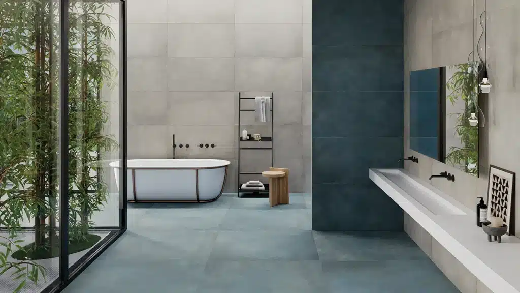 camille tendance salle de bain carrelage grands carreaux